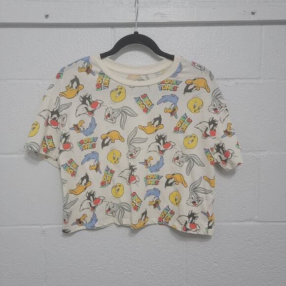 Loony Toones Crop All Over Print Tee Top, Large - Picture 2 of 6